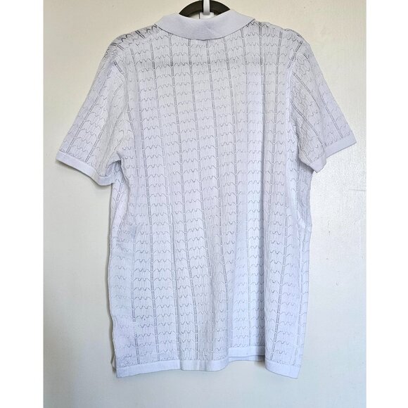 NWT! Coofandy Knit Short Sleeve Botton Up Polo Shirt, L, White - Picture 3 of 7
